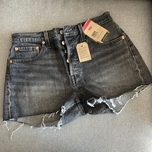 Distressed Black Levi Shorts